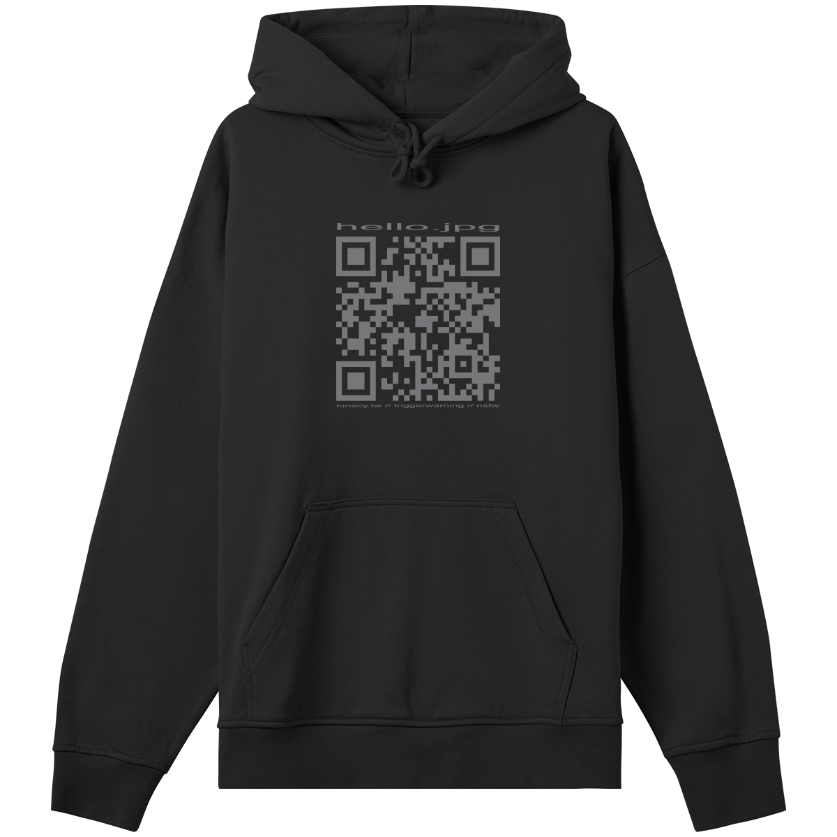 goatse.cx hello.jpg original | hoodie off black boxy y2k fit - lunacy